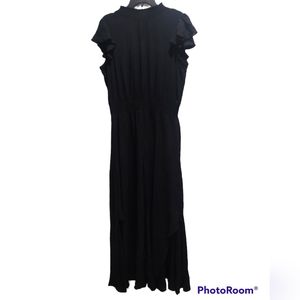 1. STATE Women's Mock Neck Flutter Short Sleeve Jumpsuit Size XL - Black GUC